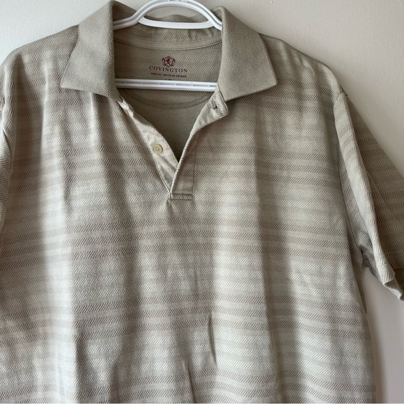 Men's Covington Beige short sleeve collared Polo Shirt neutral size large - Picture 9 of 12